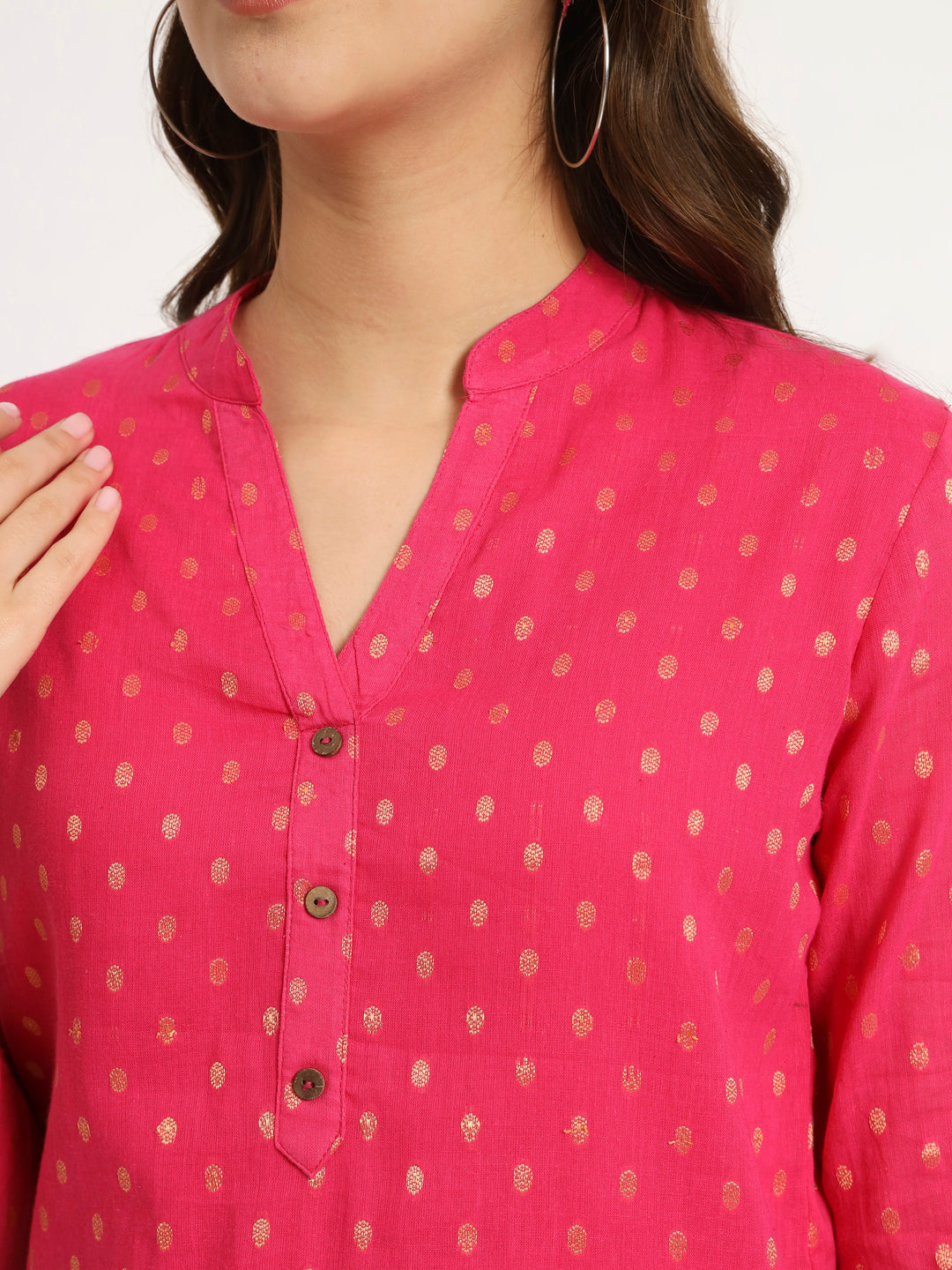 Rani Pink & Dark Mustard Buta Short Kurti Combo