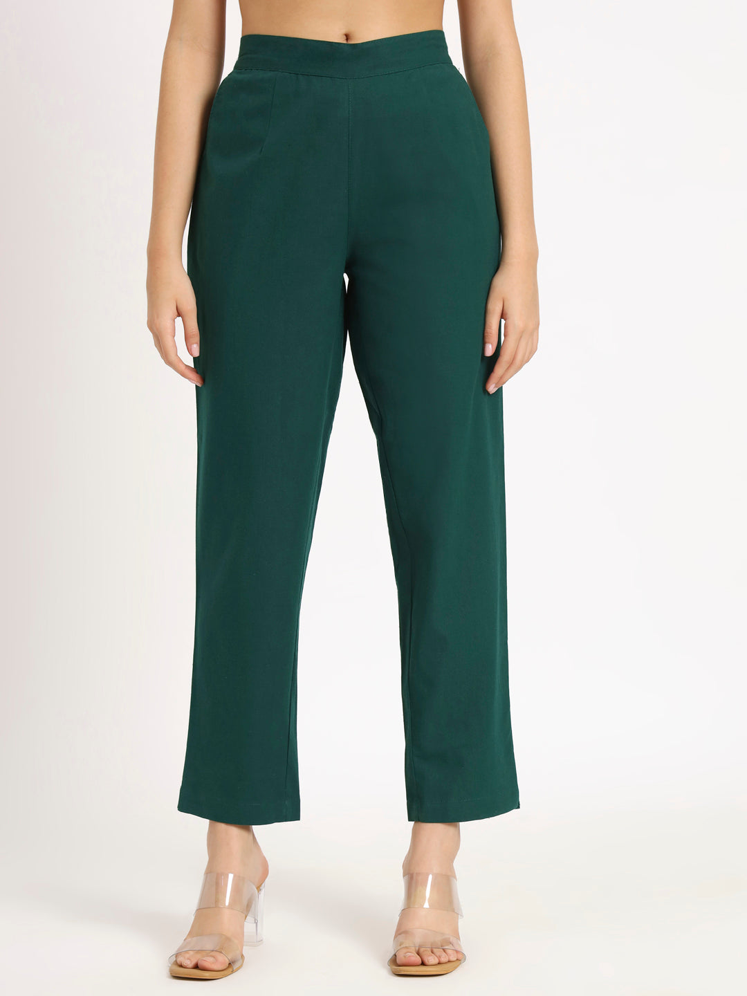 Bottle Green Cotton Pants