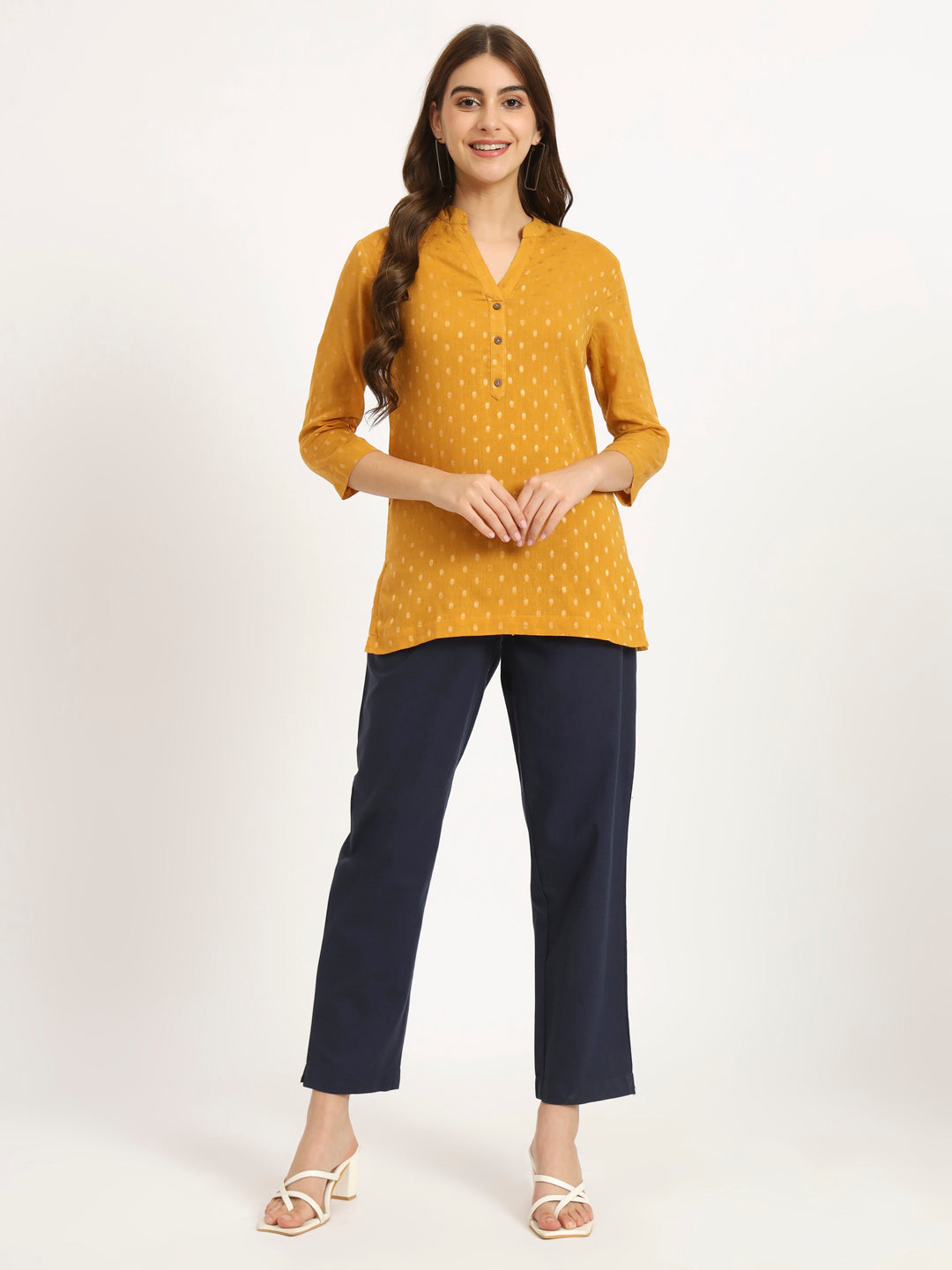 Rani Pink & Dark Mustard Buta Short Kurti Combo