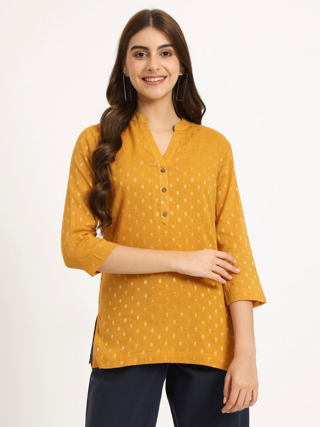 Rani Pink & Dark Mustard Buta Short Kurti Combo