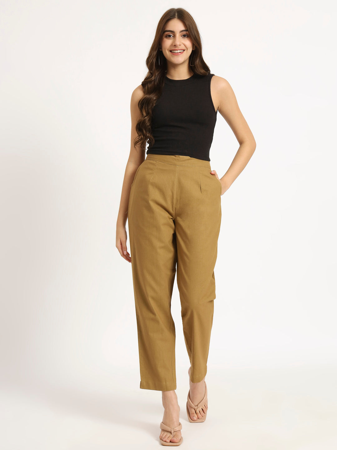 Coffee Brown Cotton Pants