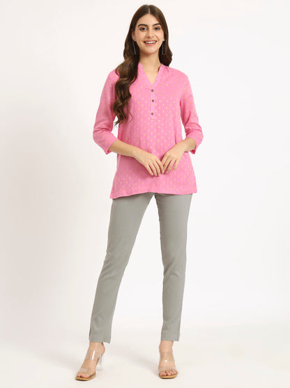 Blush Pink & Orange Buta Short Kurti Combo