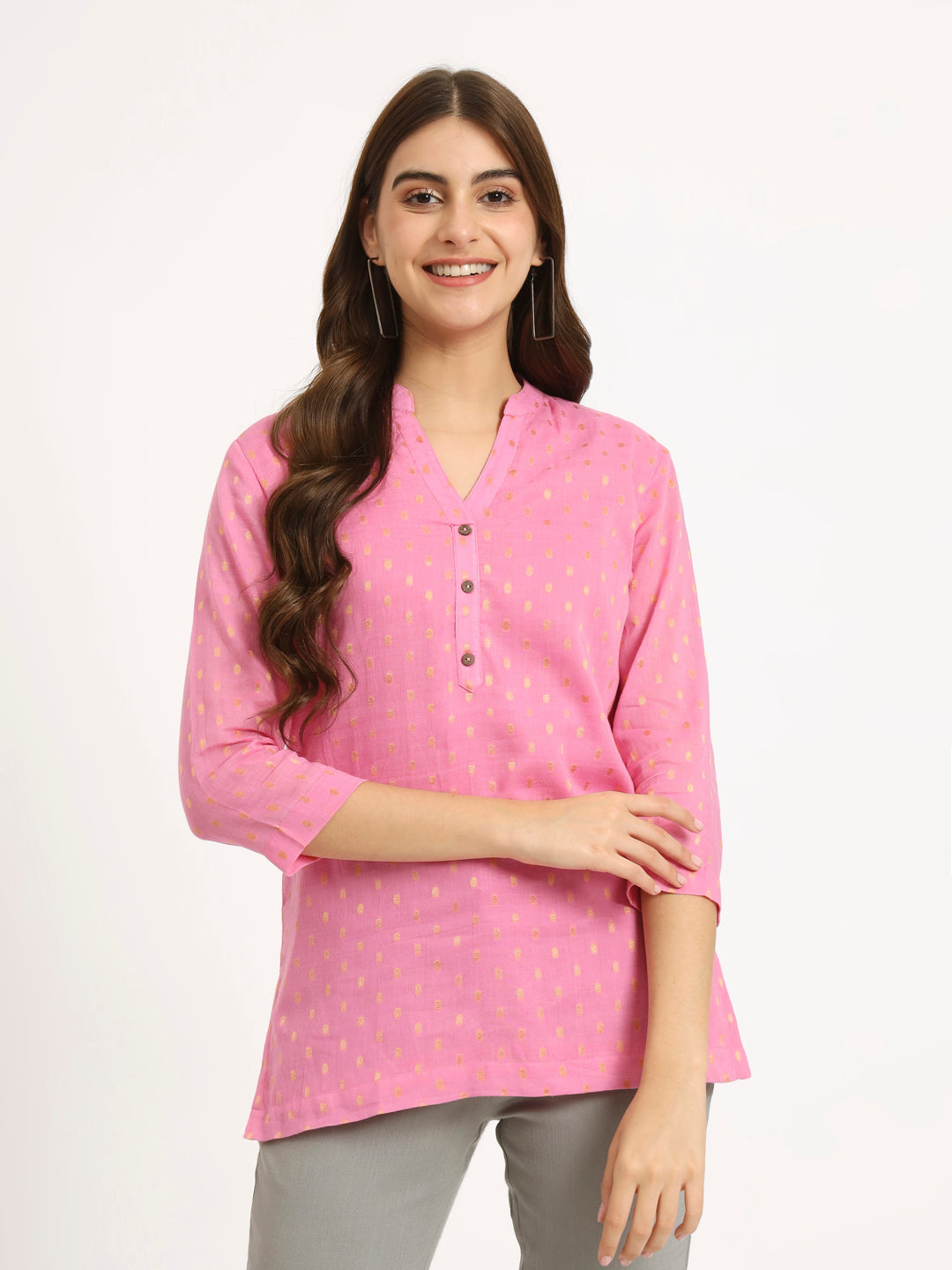 Blush Pink & Orange Buta Short Kurti Combo