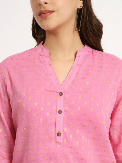 Blush Pink & Orange Buta Short Kurti Combo